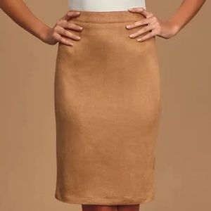 Suede knee length, pencil skirt